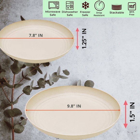 Dinnerware Set, 12pcs, Unbreakable, BPA Free,Beige - Picture 4 of 10